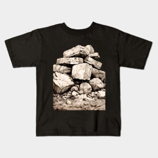 Stack of Rocks: They're as Smart as a Stack of Rocks on a dark (Knocked Out) background Kids T-Shirt